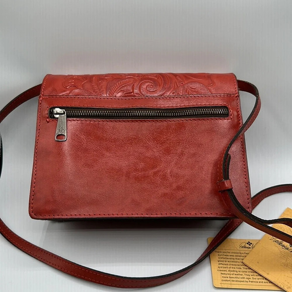 NWT PATRICIA NASH~Lanza Burnished Tooled Ochre Leather Crossbody Bag - Picture 2 of 11
